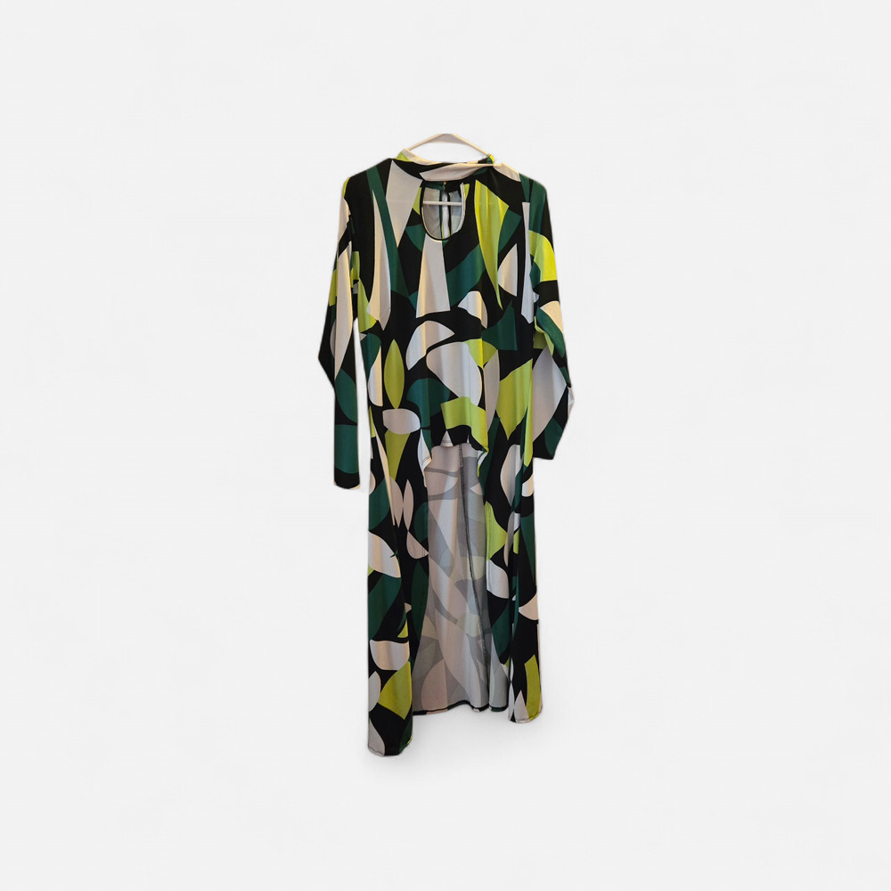 Ashley Stewart Black, White, and Green High-Low Shirt w/ Train Size 14/16 AS IS